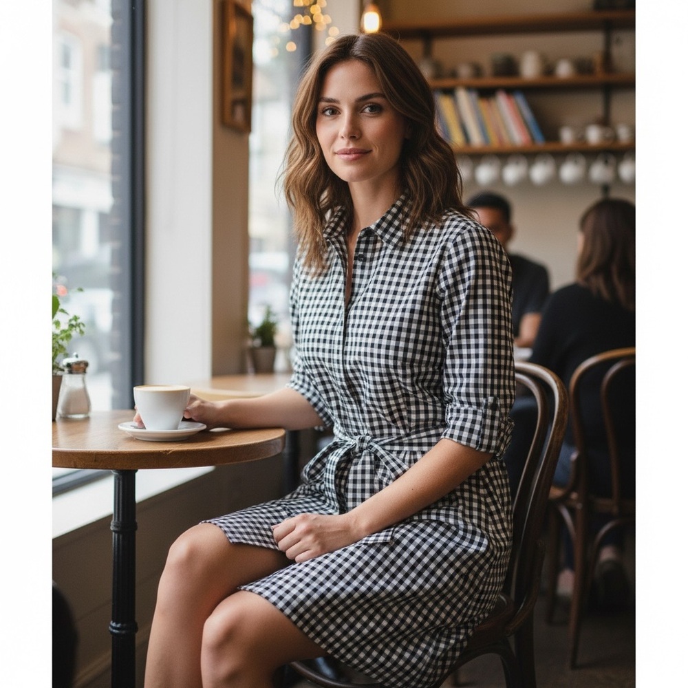 Topshop Black and White Checkered Mini Dress Size 4